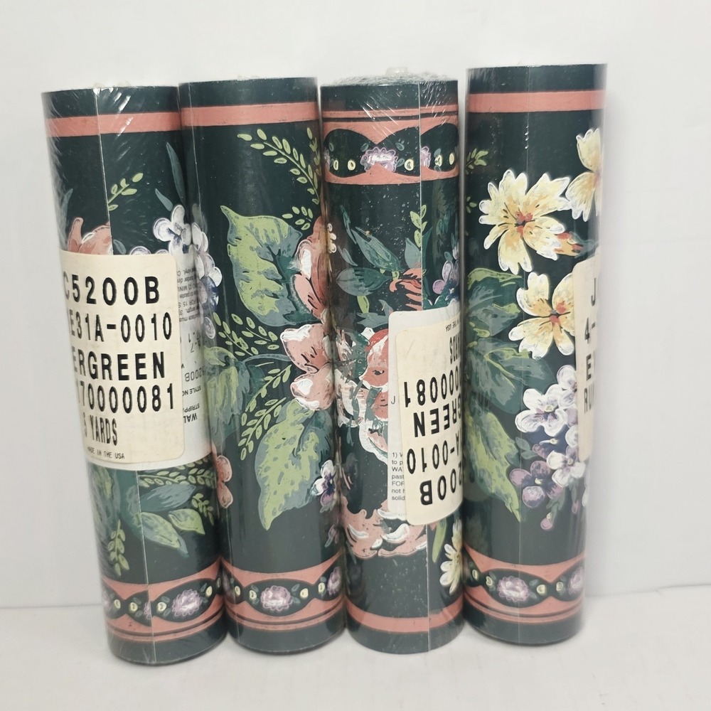 4 Vintage Floral Wallpaper Border Cabbage Rose 5 Yards